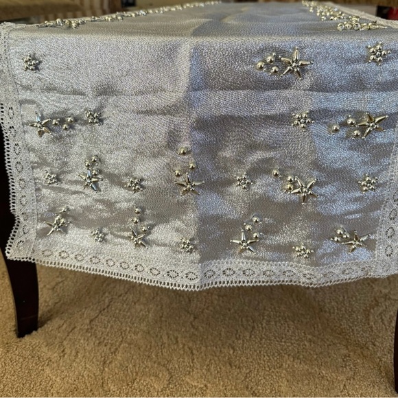 Table Runner Handmade silver table runner floral table runner Home decor - Picture 2 of 4